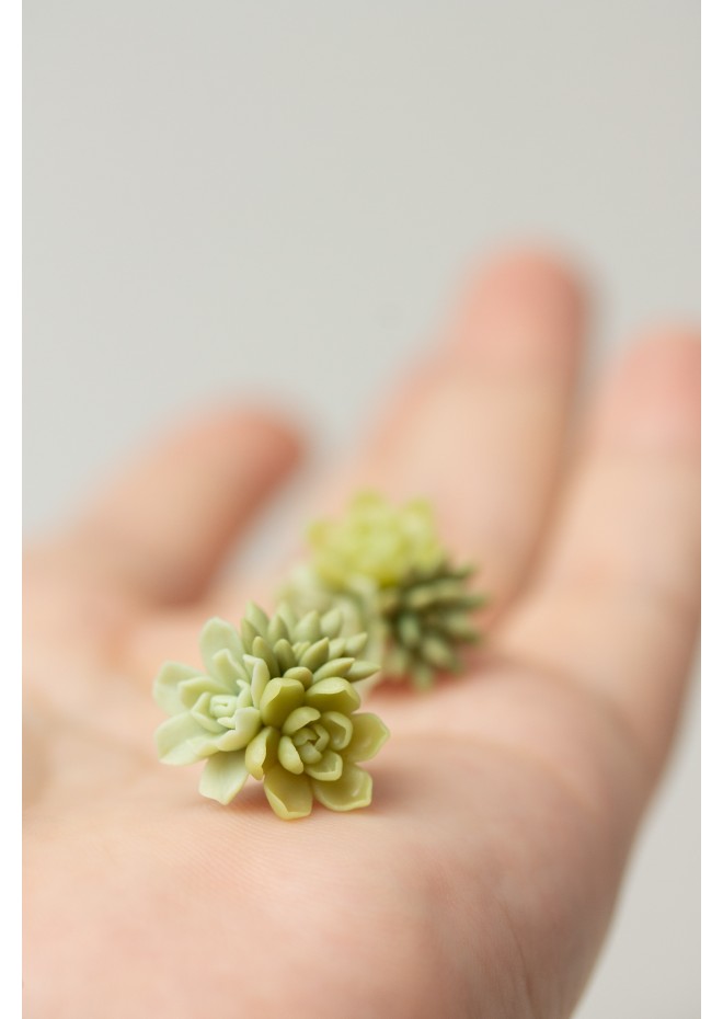 Succulent Bouquet Earrings | Green Handmade Studs