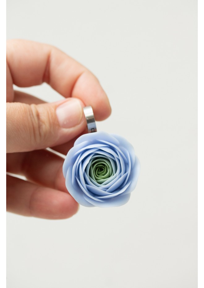 Handmade Blue Ranunculus Earrings – Bold Floral Jewelry