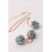 Blush and Blue Succulent Necklace – Delicate Polymer Clay Jewelry