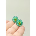 Mint Pansy Stud Earrings | Handmade Hypoallergenic Flower Jewelry