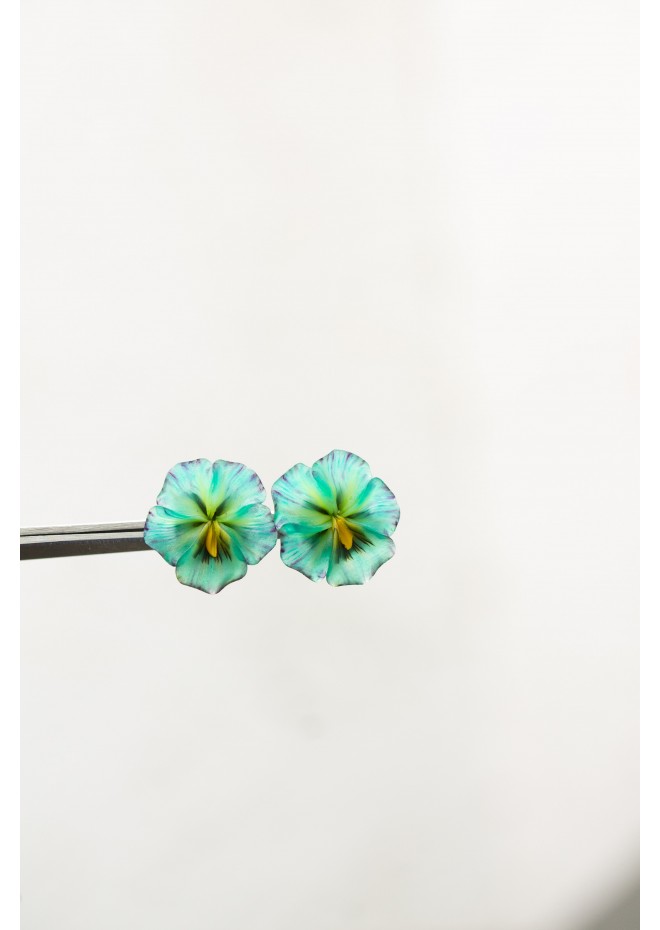Mint Pansy Stud Earrings | Handmade Hypoallergenic Flower Jewelry