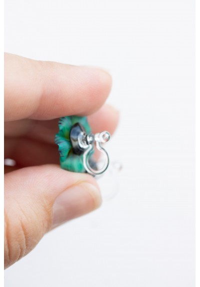 Handmade Pansy Stud Earrings in Mint