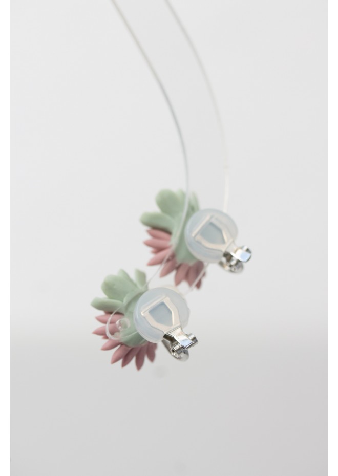 Succulent Bouquet Earrings – Handmade in Pastel Clay