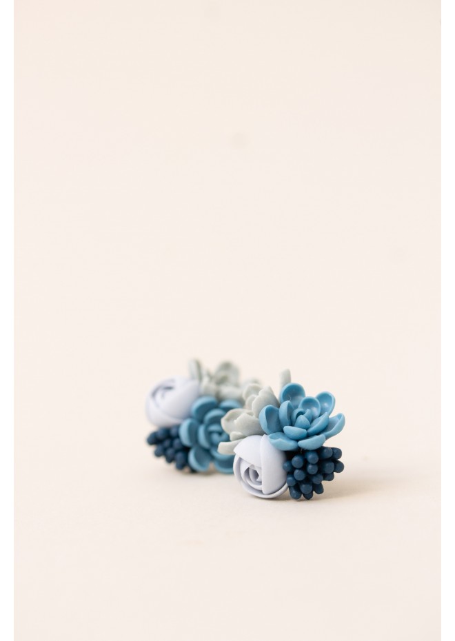 Succulent Bouquet Earrings – Handmade in Pastel Clay