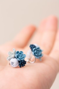 Handcrafted Succulent Bouquet Earrings – Blue