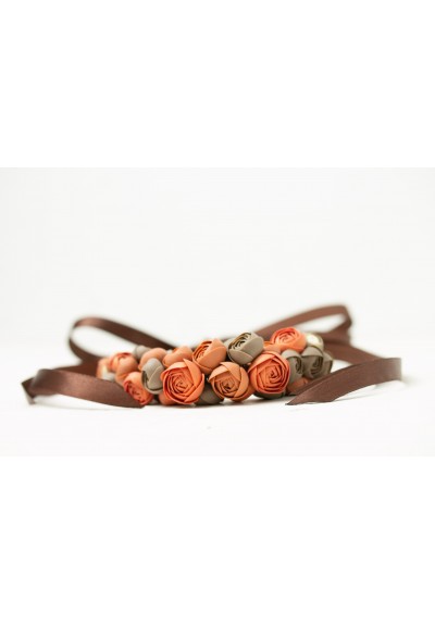 Becoming You – Handmade Polymer Clay Flower Necklace, Terracotta and Brown Statement Floral Jewelry