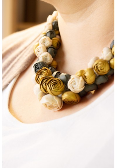 Serendipity – Handmade Floral Necklace with Over 100 Flowers, Polymer Clay Statement Necklace, Unique Gift for Her