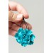 Blue gold Flowers Statement earrings, polymer clay earrings