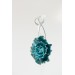 Curly Teal Flower Earrings