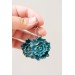 Curly Teal Flower Earrings