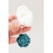 Curly Teal Flower Earrings