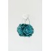 Curly Teal Flower Earrings
