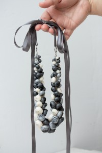 Beyond Colors – One-of-a-Kind Handmade Gray and White Flower Necklace