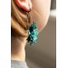 Curly Teal Flower Earrings