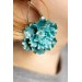 Curly Teal Flower Earrings