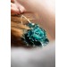 Curly Teal Flower Earrings