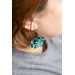 Curly Teal Flower Earrings