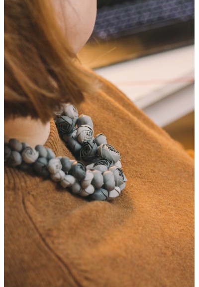 Gray Bloom Necklace – One of a Kind Handmade Floral Design