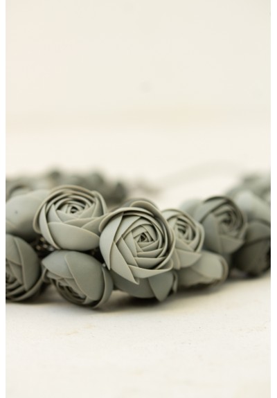 Gray Bloom Necklace – One of a Kind Handmade Floral Design