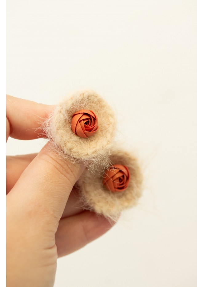 Handmade Crochet Flower Stud Earrings