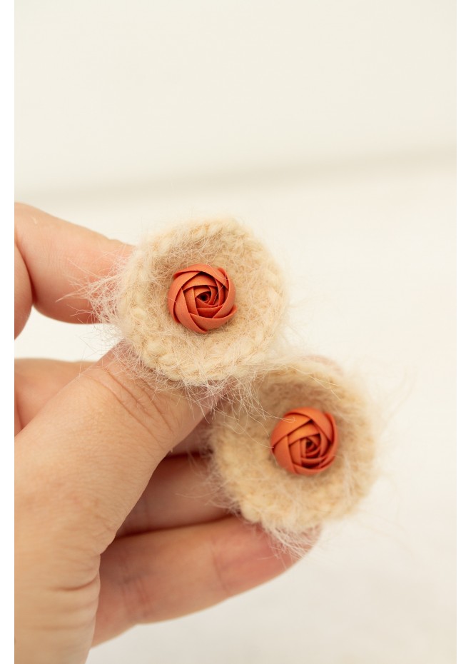 Handmade Crochet Flower Stud Earrings
