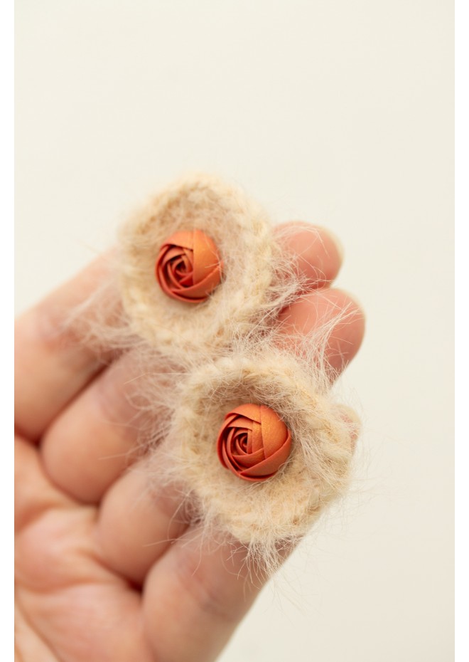 Handmade Crochet Flower Stud Earrings