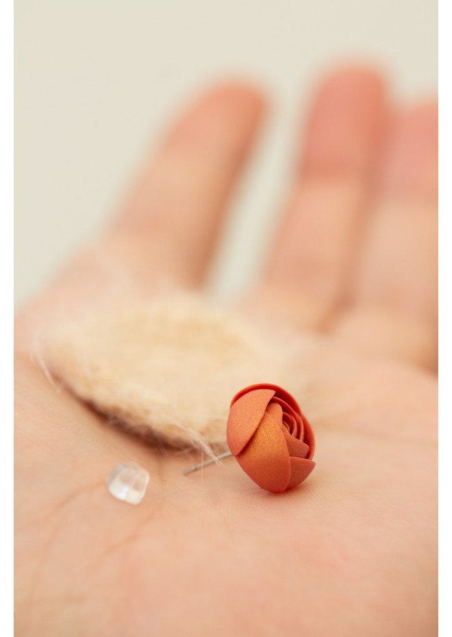 Handmade Crochet Flower Stud Earrings