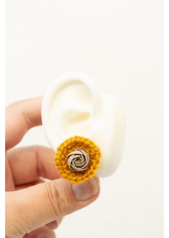 Cozy Crochet Flower Stud Earrings