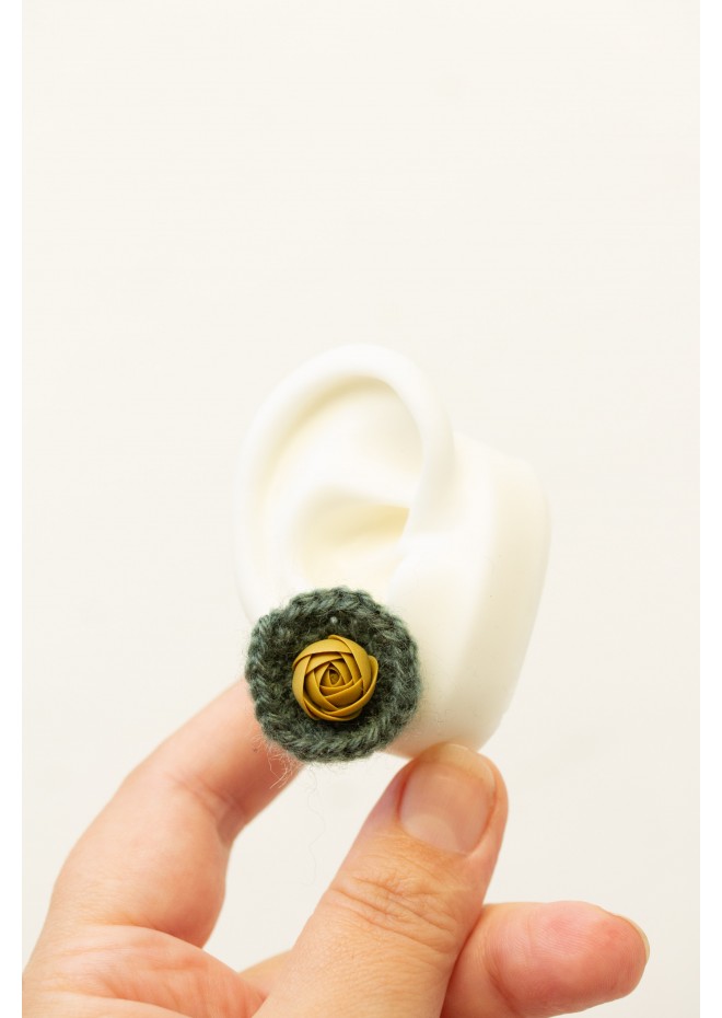Cozy Crochet Flower Stud Earrings