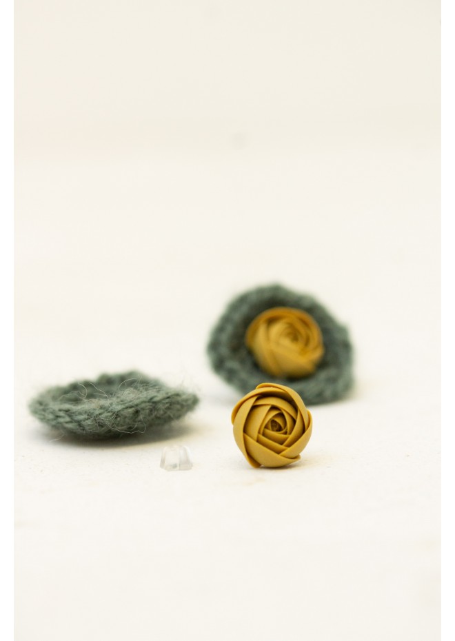 Cozy Crochet Flower Stud Earrings