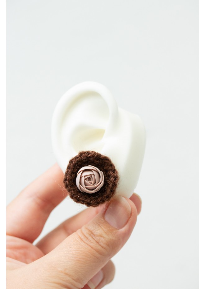 Cozy Crochet Flower Stud Earrings