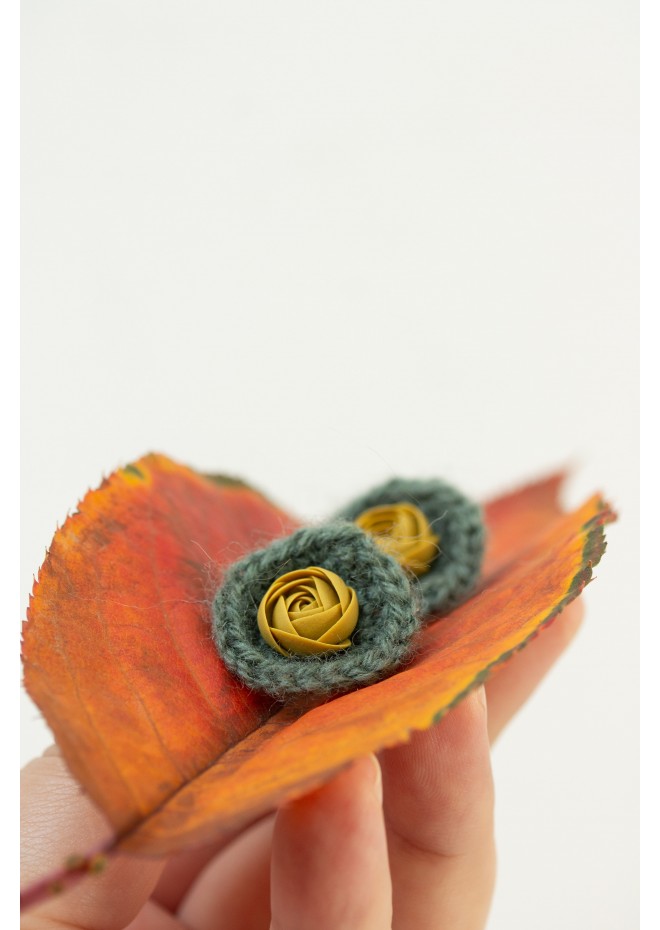 Cozy Crochet Flower Stud Earrings