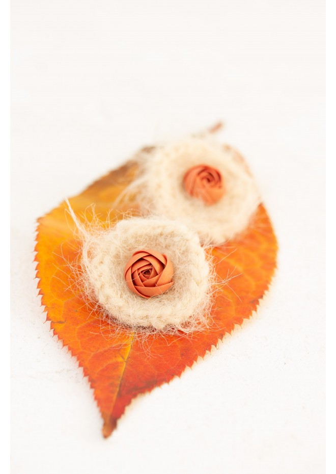 Cozy Crochet Flower Stud Earrings