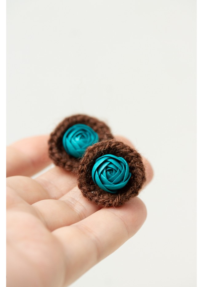 Cozy Crochet Flower Stud Earrings