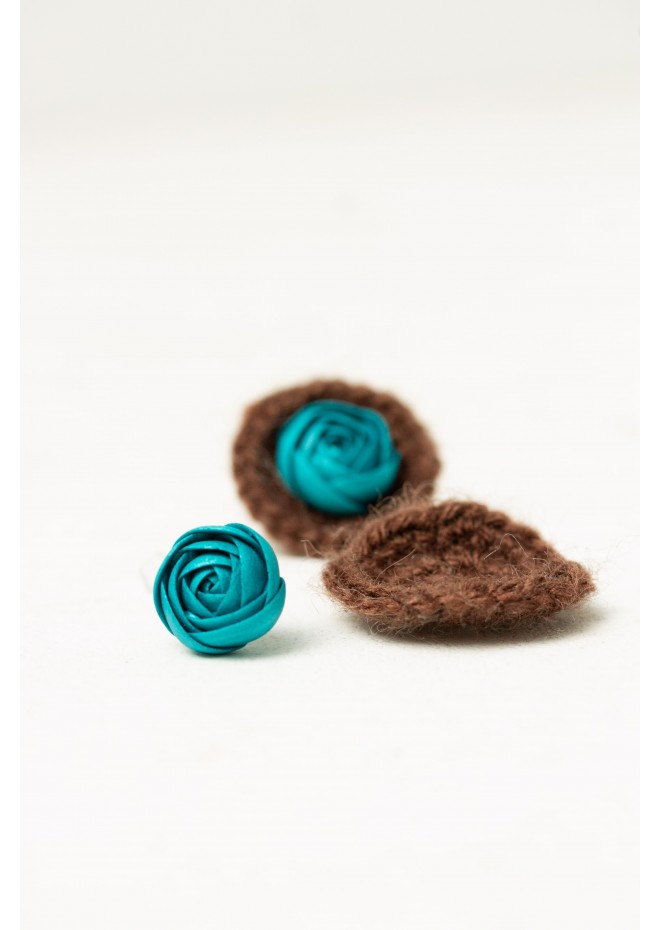 Cozy Crochet Flower Stud Earrings