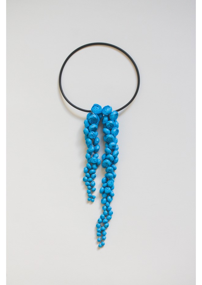 Blue Sculptural Asymmetric Necklace