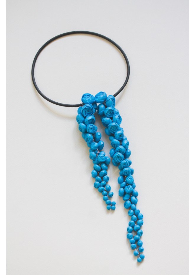 Blue Sculptural Asymmetric Necklace