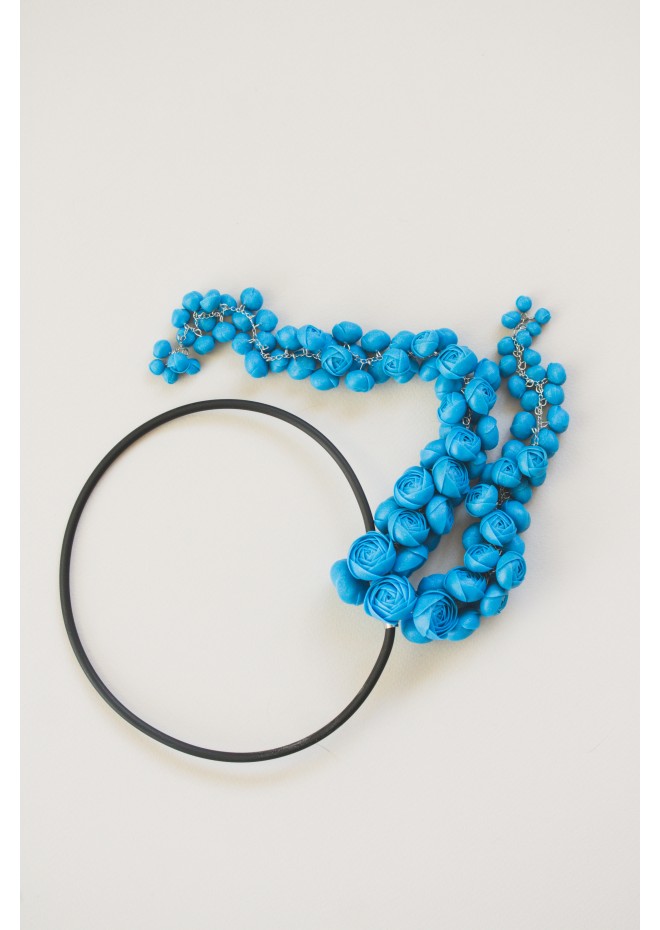 Blue Sculptural Asymmetric Necklace