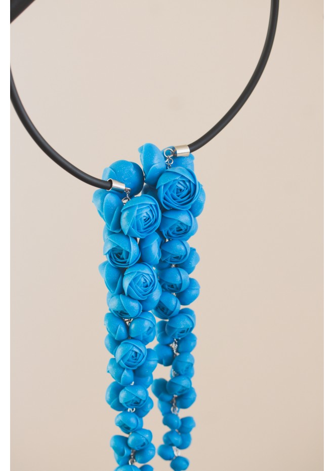 Blue Sculptural Asymmetric Necklace