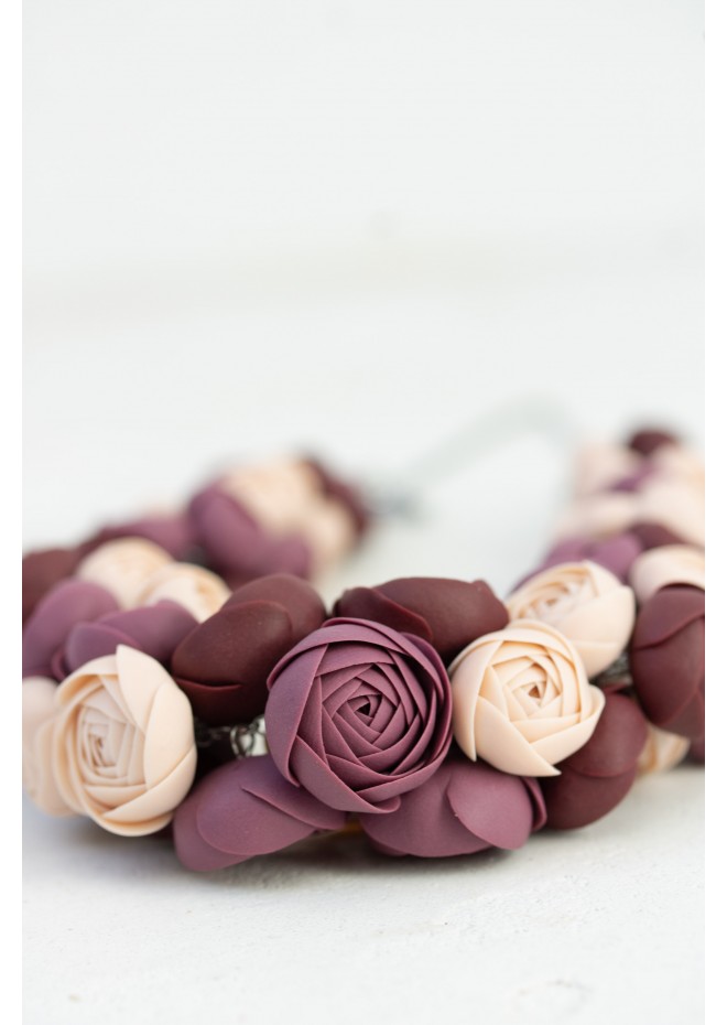 Purple Rose Floral Necklace