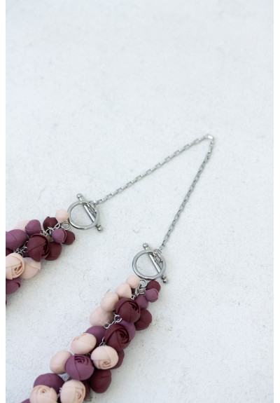 Purple Rose Necklace • Layered Floral Statement • Adjustable & One of a Kind