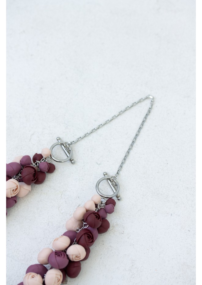 Purple Rose Floral Necklace