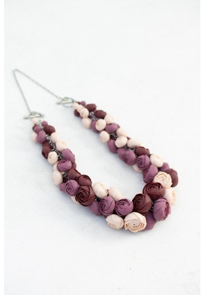 Purple Rose Necklace • Layered Floral Statement • Adjustable & One of a Kind