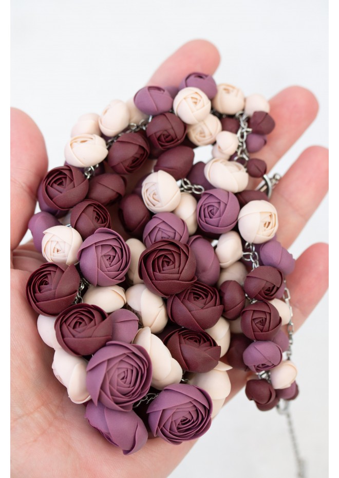 Purple Rose Floral Necklace