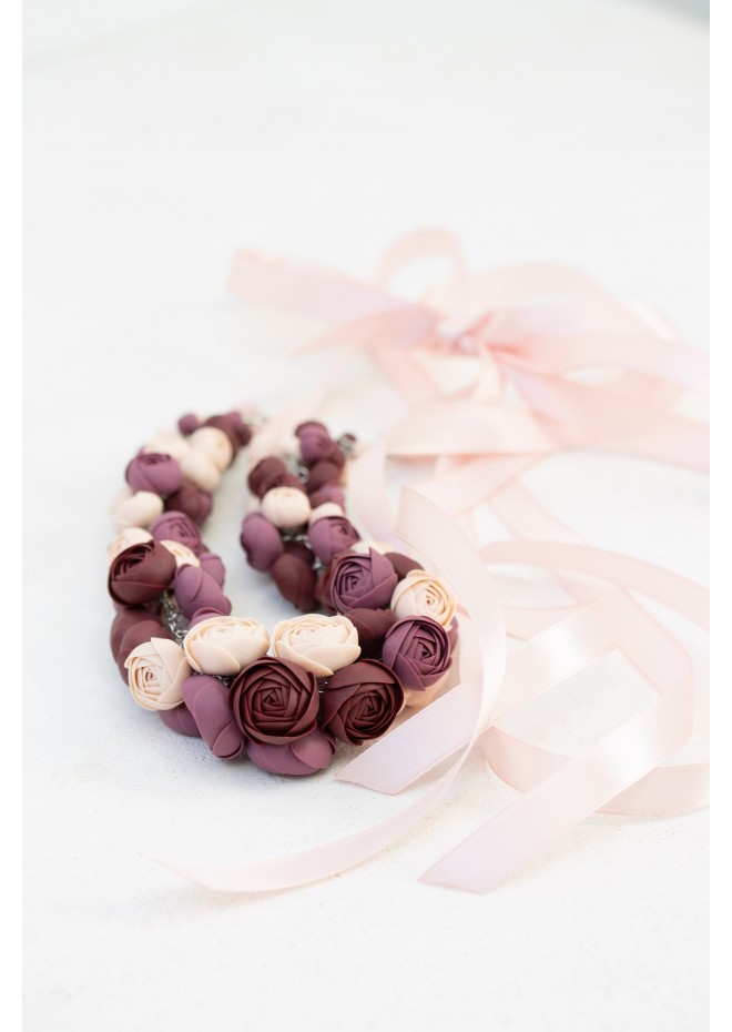 Purple Rose Floral Necklace