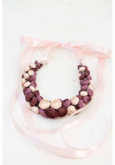 Purple Rose Necklace • Layered Floral Statement • Adjustable & One of a Kind