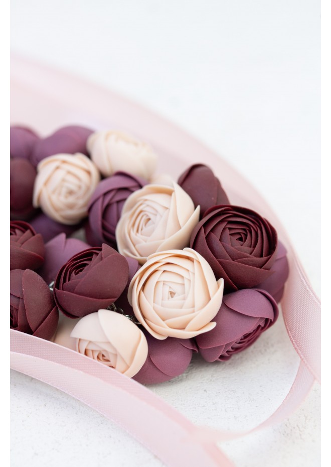 Purple Rose Floral Necklace