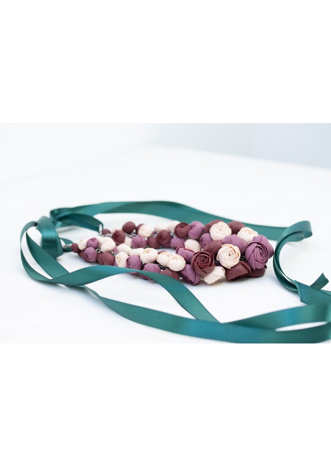 Purple Rose Floral Necklace