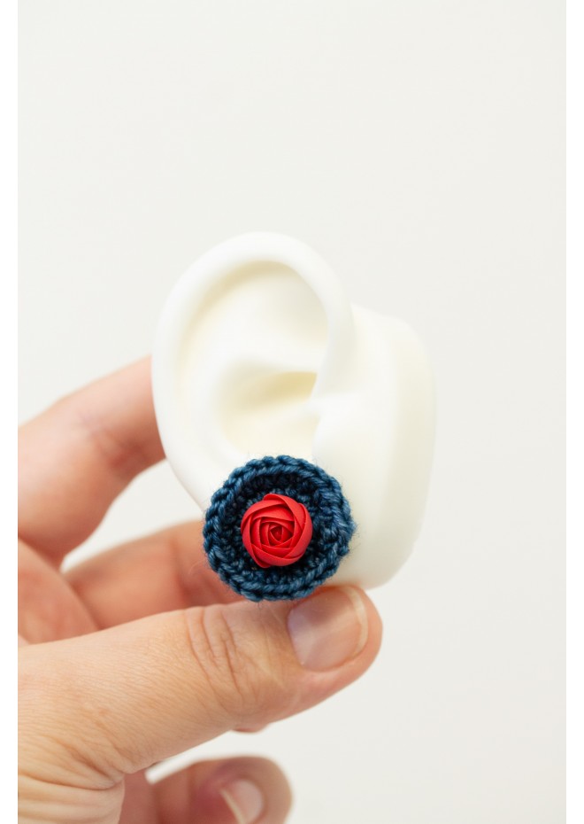 Cozy Crochet Flower Stud Earrings