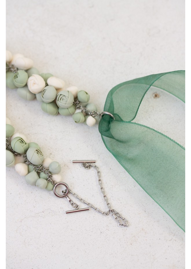 Sage & Ivory Rose Floral Necklace